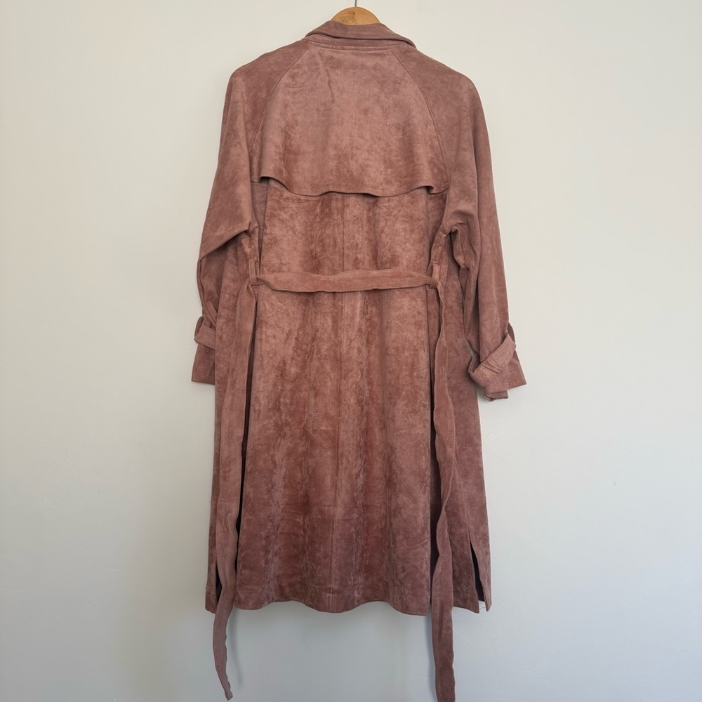 OAT New York Blush faux suede trench coat New With Tags Size: Small - Picture 3 of 7